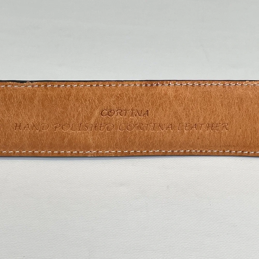 Trafalgar Cortina Leather Belt Mens Size 38 Black Dress Buckle - Made in USA